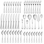 Silverware Set, HaWare 48-Piece Stainless Steel Flatware Cutlery Set, 40-Piece Dinner Knives/Spoons/Forks, Additional 8-Piece Serving Set, Service for 8, Mirror Polished, Dishwasher Safe