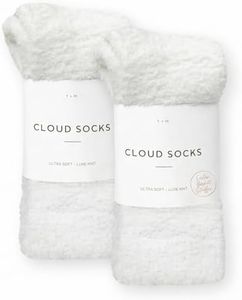 Cozy Sock For Women | Fuzzy Ultra-Luxe Cloud Sock For Women & Men | Warm & Cozy Fuzzy Unisex Sleep Socks | Super Soft Luxurious Fabric With Travel Tote (White, 2 Pair)