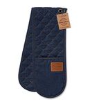 Cooksmart Double Oven Gloves Heat Resistant | British Designed Heat Resistant Oven Gloves | Modern Oven Mitt & Potholder for Home Cooking | Heat Protection Kitchen Oven Gloves - Oxford Denim