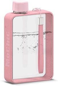 Mochic 13oz Flat Portable Travel Mug Handbag Slim Cold Flask | BPA Free A5 Water Bottle Tritan Plastic | Sports, Camping, Gym, Fitness, Outdoor - Leak Proof. 380ml (Pink)