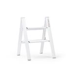 Corvids 2-Steps Premium Folding Step Stool with Wide Anti-Slip Pedal, Portable Lightweight Aluminum Step Ladder for Home and Office Use (White)