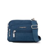 Baggallini Women Triple Zip Travel Crossbody Bag, Pacific