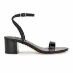 Nine West Allora3 Women's Heel Faux Leather Sandal Nero Premiere Must Lux85Ch, Size 7