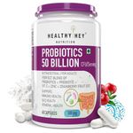 HealthyHey Nutrition Probiotics 50 Billion CFU Multi- Strains, 60 Veg. Capsules, Targeted Release Technology, Stomach Acid Resistant, No Need for Refrigeration, Non-GMO, Gluten-Free