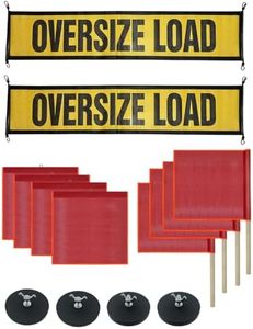 FYWZ Magnetic Oversize Load Sign Kit, Magnetic Cargo Sign-2 Oversized Load Banner, 4 Red Flag Warning With Wire Loop-4 Red Safety Flags with Pole-4 Magnet Base for Hauling Oversize Loads on Trucks
