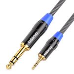 tisino 1/8 to 1/4 Stereo Cable, 3.5mm to 1/4 Adapter Aux Cord Stereo Audio Cable for Guitar, Keyboard Piano, Laptop, Home Theater Devices, Speaker and Amplifiers, Nylon Braid-6ft