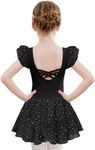 Zaclotre Black Leotard for Girls Toddler Hollow Back Dance Dress Outfit with Flowy Skirt Classic 6-7 Years