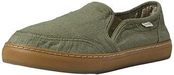 Sanuk Men's Tideline Hemp Sneaker, Washed Dark Olive, 6 UK