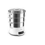 Tefal Convenient Series Deluxe Steamer, Simple Touch Screen, 8 Programmes, Cooking on 3 Levels, Stainless Steel Container, Durable Quality, Healthy Preparation, Stainless Steel/White, VC502D