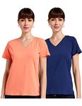 Amazon Brand - Symbol Women's Regular T-Shirt (SYMAW19VN05_Cobalt & Coral Pink S)