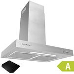 CIARRA CBCS6125 Class A Cooker Hood 60cm 370m³/h Recirculating Chimney Hood LED Lights 3 Speeds Stainless Steel Kitchen Extractor Fan with Carbon Filters