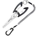 Lix&Rix Stainless Steel Fishing Pliers Scissors for Braid Line Cutter Split Ring Tools Hook Remover,Black