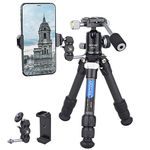 Carbon Fiber Tripod Portable Desktop Tripod ARTCISE Compact Lightweight Tripod with 360 Handle Ball Head and Magic Arm phone Holder for Camera DSLR Camcorder, Max Load 22lbs/10kg