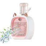 Hawtrytoa Mini Portable Ac Unit with Water Bottle, Kids Portable Air Conditioner Fan, Mini Rechargeable Evaporative Air Cooler in 3 Speed, USB Personal Air Conditioner Fan & Humidifier (Pink)