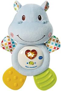 VTech- HIPO mordedor Hipopótamo de peluche musical y sonajero que ayuda a calmar y aliviar a tu bebe con tiernas frases, canciones y melodías, Color azul (3480-502522)