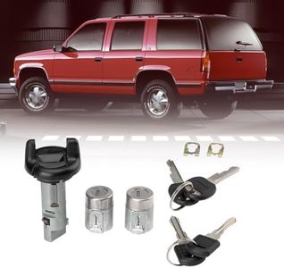 FANHAY Ignition Switch Lock Cylinder & Door Lock Cylinders with Keys for 1995-1997 Chevy GMC C/K Pickup Suburban Tahoe Yukon 702671 702674 597749
