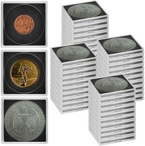 ALCYON 40 Pieces Silver Dollar Coin Snap Holder, 2 x 2 Inch Coin Capsule Coin Collection Supplies with Adjustable Gasket, 5 Size (20/25/30/35/40 mm) Coin Case Container for Collectors (Black, 40 pcs)
