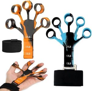 2Pack Finger Strengthener Hand Grip Strengthener-[NEW ADDED FEATURE] Stainless Steel Clip,Thickened Silicone Material, 6 Resistant Level Hand Grip Trainer for Tennis Sports, Rock Climbing and Guitar.