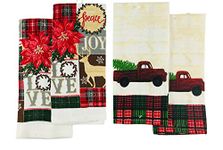 Merry Holiday Kitchen Towels: Christmas Lodge Patchwork Country Design, 4 Pc (Country)