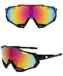 HUVORA Antifog Hd Full Coverage Uv Mirrored Sports Sunglasses||Suitable For Cricket Riding Cycling Trekking Outdoor Activities||Rough&Tough Build Quality||Ultimate Performance (Black Mercury)