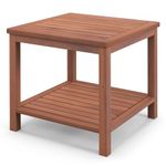 COSTWAY Garden Side Table, Solid Acacia Wood Outdoor Coffee Table with 2-Tier Storage Shelves, Weather-Resistant Square Small End Snack Tea Table for Patio, Balcony, Backyard and Poolside, 45x45x45cm