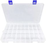 Qualsen Storage Box with Compartments, 34 Grids Plastic Organiser Box with Lids,Bead Organizer Boxes with Adjustable Divider Craft Storage Box for Jewelry Beads Small Accessories(White)