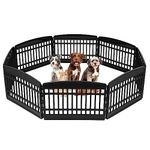 IRIS USA Dog Playpen, 8-Panel 60 cm Pet Playpen, Puppy Playpen, Indoor/Outdoor Dog Pen, 160 x 160 x 86, Foldable, Customizable, Black