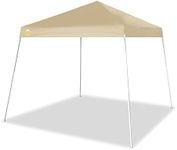 CROWN SHADES 6.5x6.5 Pop up Canopy Tent, Slant Leg Pop Up Beach Tent, 3 Height, Base 8x8 ft, Top 6.5x6.5 ft, Outdoor Canopy with Carry Bag, Beige