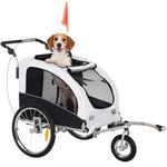 Aosom Dog Bike Trailer 2-in-1 Pet Stroller Cart Bicycle Wagon Cargo Carrier Attachment for Travel with Suspension, Hitch, Storage Pockets, for Small Medium Dog, White