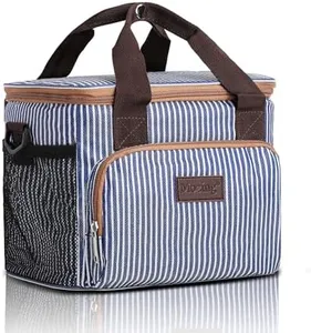 Mozing Lunch Bag Insulated Lunch Bags Reusable Lunch Box for Women Men Lunch Purse Bag Lunch Kit for Work/Outdoor(Blue Stripe)
