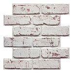 Commomy 20 Pcs 3D Faux Brick Wall Panels -11.8"X11.8" Small Size Thin Vinyl PVC Whitewash Brick Peel and Stick Wall Tiles Farmhouse 3D Self-Adhesive Brick Tiles for Living Room,Fireplace,Bedroom,RV