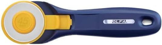 OLFA 45mm Quick-Change Rotary Cutter (RTY-2C/NBL) - Rotary Fabric Cutter w/Blade Cover for Crafts, Sewing, Quilting, Replacement Blade: OLFA RB45-1 (Navy)
