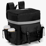 Acshio Food Delivery Backpack, Insulated Reusable Pizza Delivery Bag with 4 Cup Holder, Waterproof Thermal Catering Bags Reflective Strip for Delivery Bike, Hot Cold Food, Camping