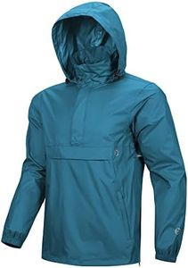 Outdoor Ventures Rain Jacket for Men Waterproof Pullover Lightweight Hooded Outdoor Raincoat Packaway Breathable Reflective Anorak Jacket for Travelling, Camping, Running, Hiking, Moroccan blue, XL