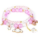 KARAZZO Crystal Beads Bracelet Kawaii Bracelets Set Cute Cartoon Elastic Rope Beaded Bracelet Charm Bracelets Jewelry for Girls Women (Purple)