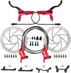 HAIKS Zoom HB876E Hydraulic Disc Brakes Set 4-Pistons E-Bike Electric Power-OffHydraulic Brake Set with 180mm Rotors, Adapter Fit EBike Fat Bike Bicycle for Mountain Bike, Road Bike（Red）