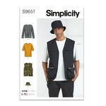 Simplicity Men's Knit Top, Vest and Hat Sewing Pattern Kit, Code S9651, Sizes 44-46-48-50-52, Multicolor