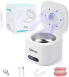OTraki 49kHz Ultrasonic Retainer Cleaner, 350MLProfessional Denture Cleaner with 6 UV-Light and 4 Mode LED Digital Timer for Mouth Guard, Watch, Ring, Jewelry Cleaners Machine, White