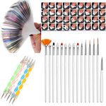 Coslifestore- DIY Nail Art Kit ( 85 Pieces ) - 30 Nail Tapes - Metallic- multicolor strips, 15 Nail Art brushes , 5 Nail Dotting tool Pen , 25 assorted French Manicure Nail Art Tip Sticker