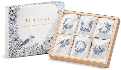 TeaRove Assorted Tea Gift Box - Toile de Jouy Bird Collection, Chinese Whole-Leaf Tea Smapler Variety Pack, Black, Oolong, Jasmine Green & Herbal Teas, Hot or Iced, Self Care Gifts for Teas Lovers