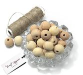 Craft Affair | Natural Wooden Beads (25mm, Pack of 100) for Macrame Art & Craft DIY | Get Free 50 Meter, 1.5mm Jute Rope | Wood Balls for Hobbies & Jewelry Making - Natural Brown