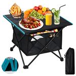 Folding Camping Table, Small Portable Camping Table with Carry Bag, Aluminum Beach Table, Outdoor Lightweight Folding Patio Table, Waterproof Camp Table for Outdoor Indoor Hiking Picnic Travel BBQ