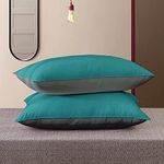 Cloth Fusion Microfiber Bed Pillow Set of 2 Soft Pillows for Sleeping (16x24 Inches, Teal-Grey)