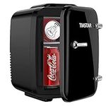 Tiastar Mini Portable Fridge, 4 Liter/6 Cans Beverages & Skincare Mini Fridge for Bedroom, Car, Office Desk, Two Gears - Cooler and Warmer (Black)