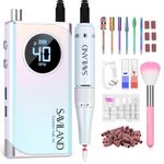 Saviland Electric Nail Drill for Acrylic Nails : 40000RPM Professional Nail Drill 6000mAhm High Capacity Rechargeable Nail File 13 Drill Bits for Nails Manicure Pedicure E File Sky Realm