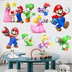 SKTFFR Mario Brothers Wall Decals Children Cartoon Bedroom Background Wall Decoration PVC Wall Decor for Boys Room Living Room (Size 23.7 x 17.7 inch)