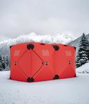 Pop Up Ice Fishing Tent Insulated Ice Fishing Shelter Portable Hub-Style Shelter Shanty Windproof and Warm, Multiple Sizes for 6-8 Person, Red, 6x11.7x6.6 Ft