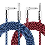 Sovvid Guitar Cable 10FT 2 Pack Instrument Cable Guitar Cord Electric AMP Cord for Keyboard 1/4 Inch Cable Right Angle Blue and Red