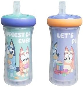 Tomy The First Years Bluey Insulated Straw Spill Proof Cup 266ml (9oz) - Bluey Sippy Cups with Straw - Kids Water Bottles - 2 Pack | 9m+