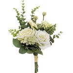 Artificial Flowers Bouquets Fake Rose Flowers Combo Floral Arrangements Bouquet Elegant Decoration for Wedding Home Kitchen Garden Party Table Centerpieces Décor Fresh Green